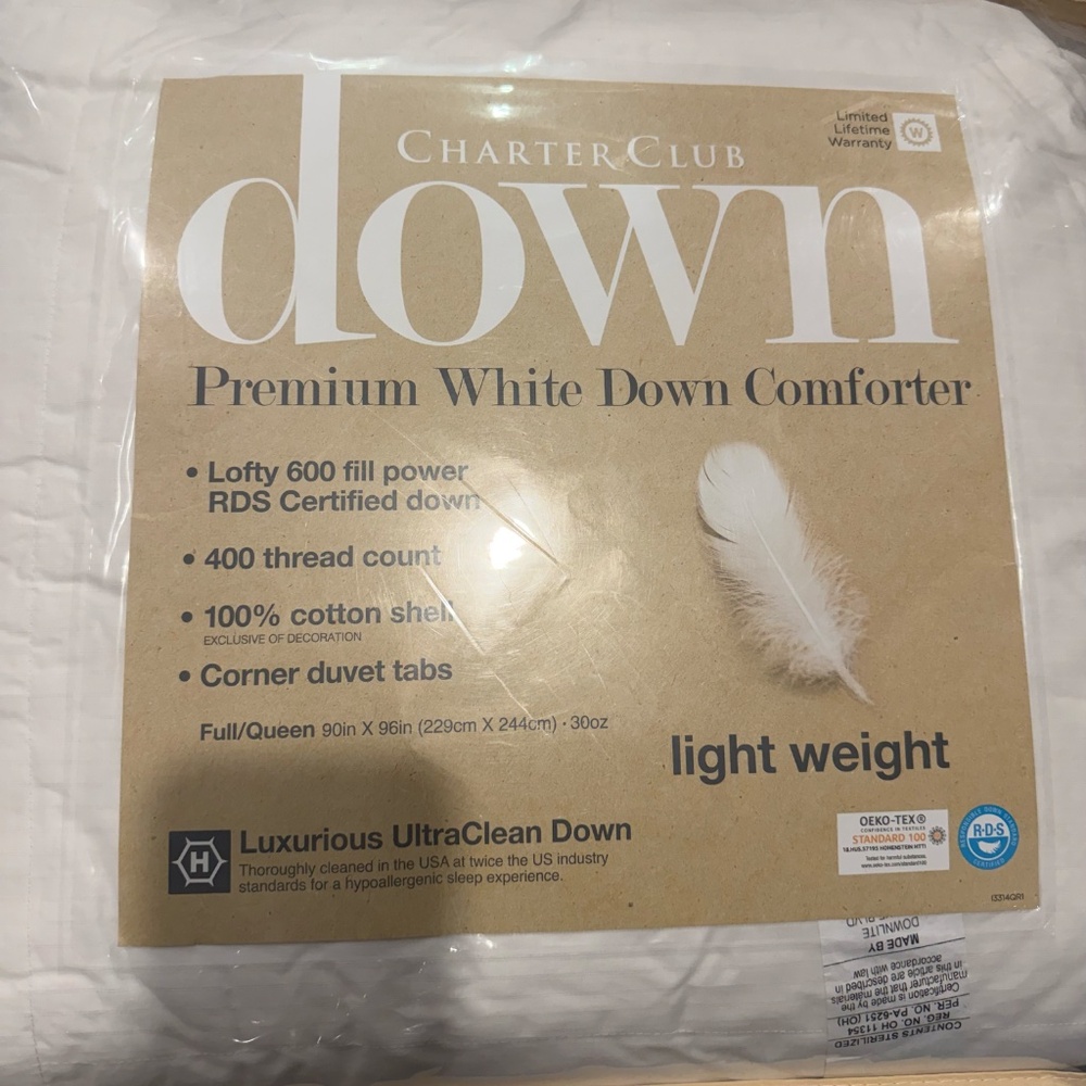 Charter Club White Down Lightweight Comforter, Full/Queen, Exclusive  $360